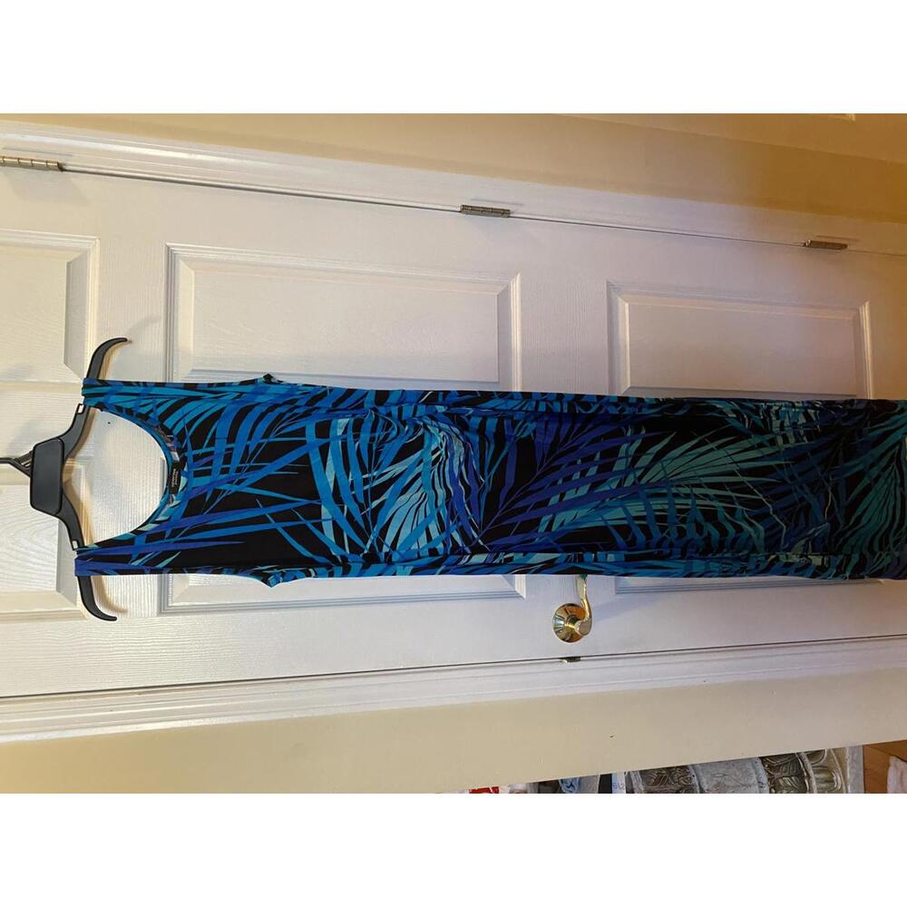 Spense Petite PXL Blue and Black Patterned Maxi Dress